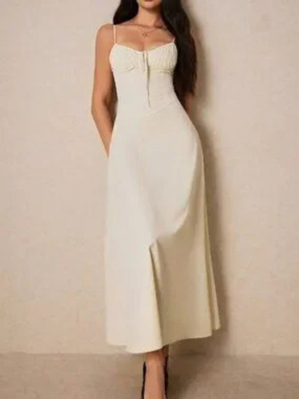 ZARA Apricot Chic Women's Maxi Dress with Sweetheart Neckline - Picture 6 of 7